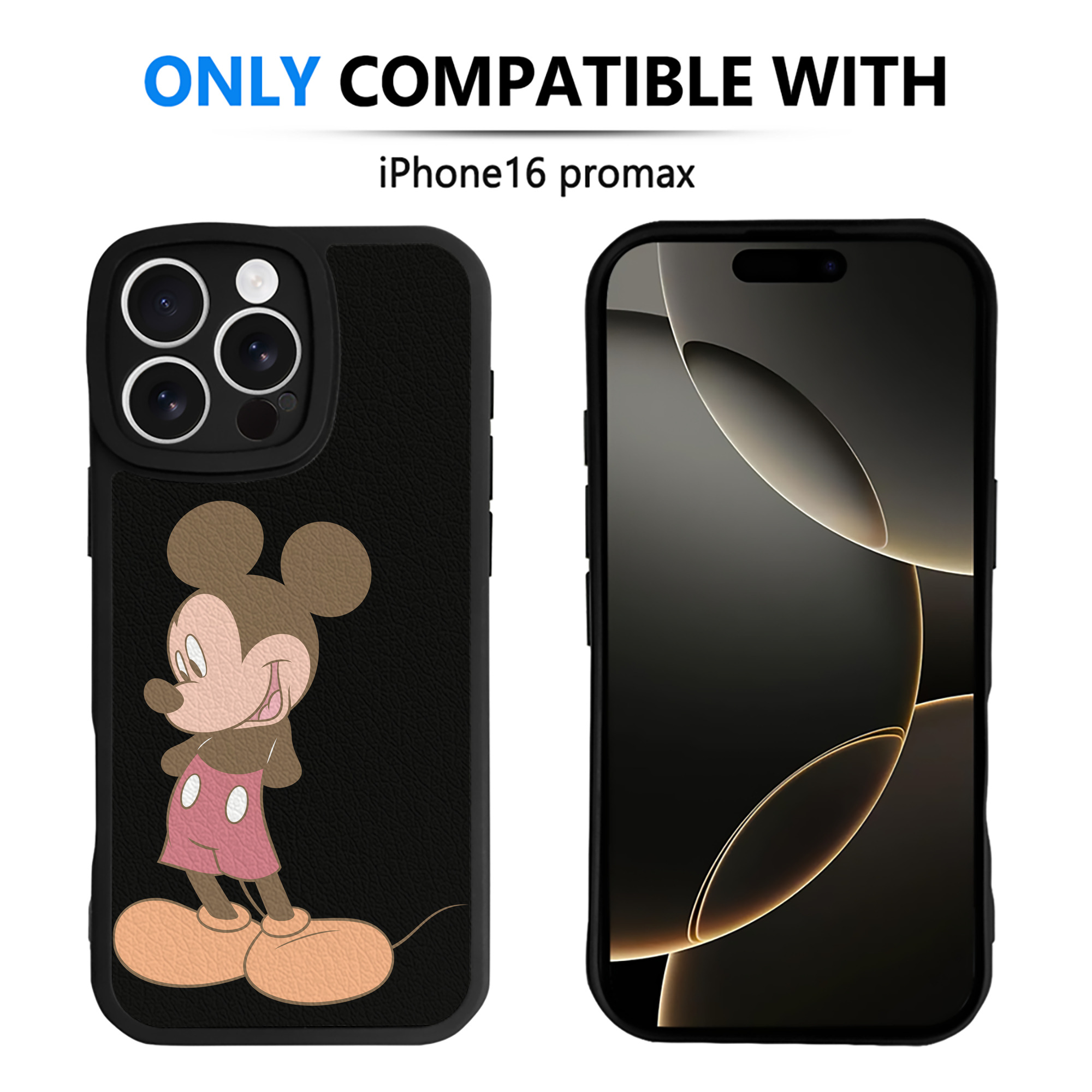 （画像用） ミッキーマウス Mickey Mouse 【iPhone 16シリーズ対応】シリコンスマホケース（レザー調） 材質：シリコン